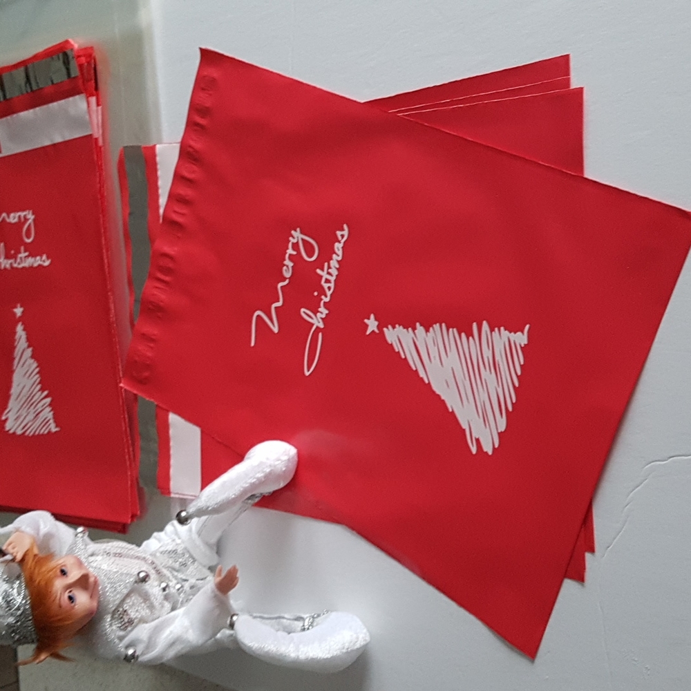 🎅🏼10 pcs Merry Christmas Christmas Tree Poly Mailers Star 10"x13" inches